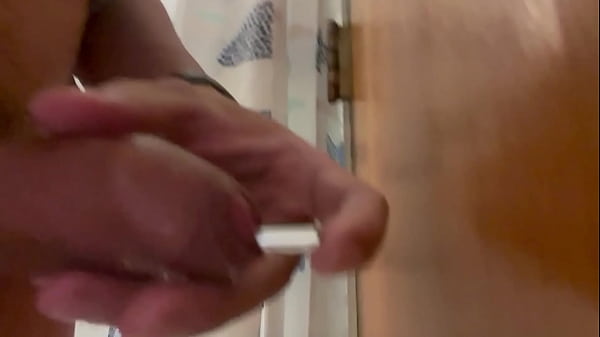 Asian boy put masonry drill in the cock