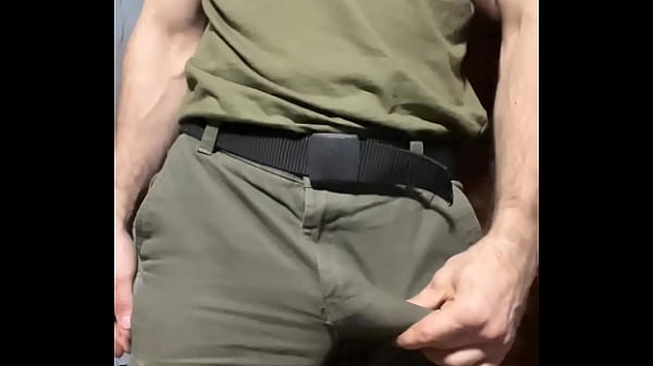 Builder jerks off hot dick after work! Big load of cum!