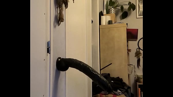 French Chubby Sissy Jinna in sexy clothes and high heels show your her faggot face when she take big black dildo