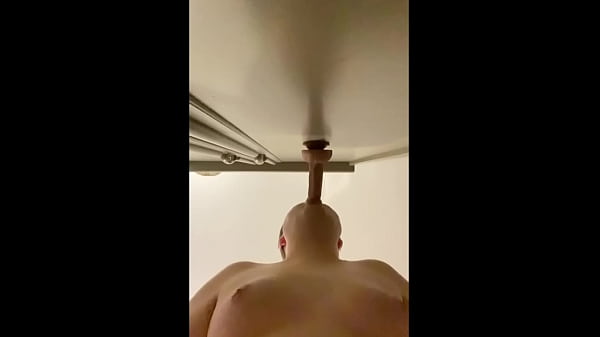 Gay young chubby faggot Adrien sucks his dildo sloppily and rides it in several positions, stretching his hole (part 2)