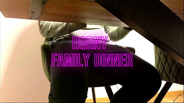 Horny dinner | MILF stepmom stepaunt | big tits stepsis | huge cumshot | lucas nathan king