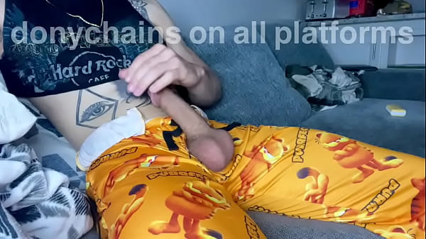 Horny Guy In Sweatpants Masturbates His Big Cock Until Moaning Cumshot
