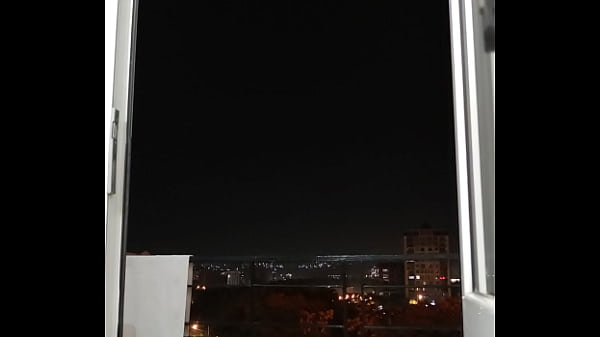 Public wanking in a balcony