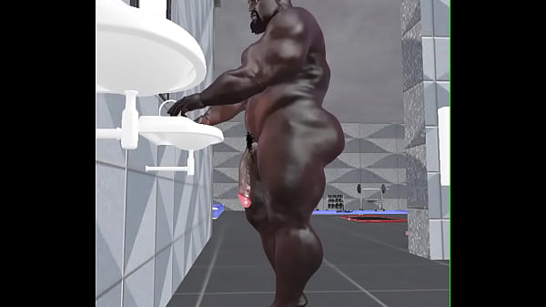 spying on huge extremely handsome black bull at the gym lockers