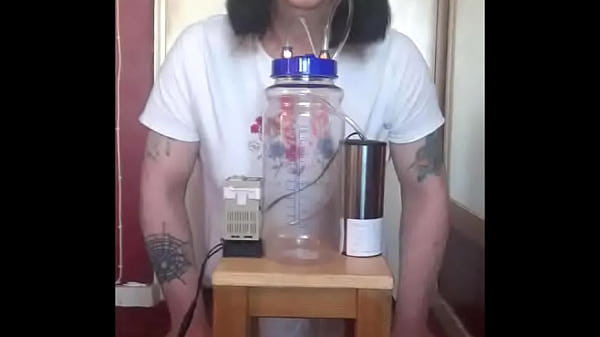 bisexual crossdresser with his portable cow milking machine part 5