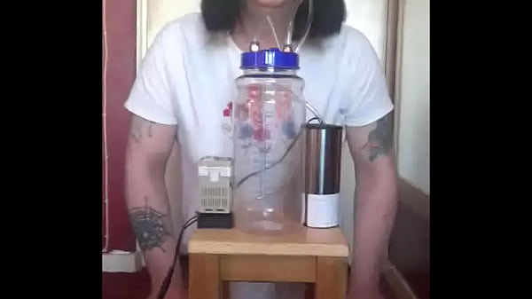 bisexual crossdresser with his portable cow milking machine part 6