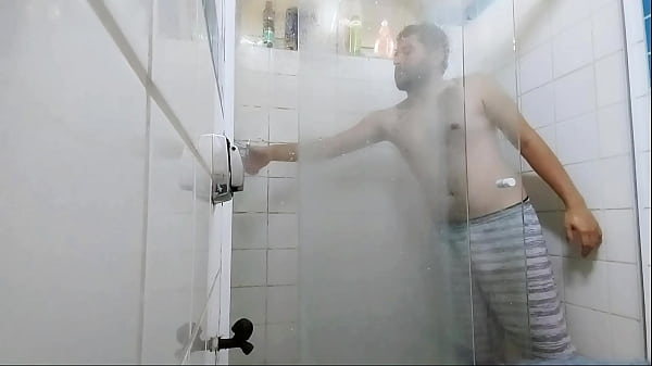 I woke up feeling horny and took a shower to relax and took the opportunity to brush my teeth in the shower.