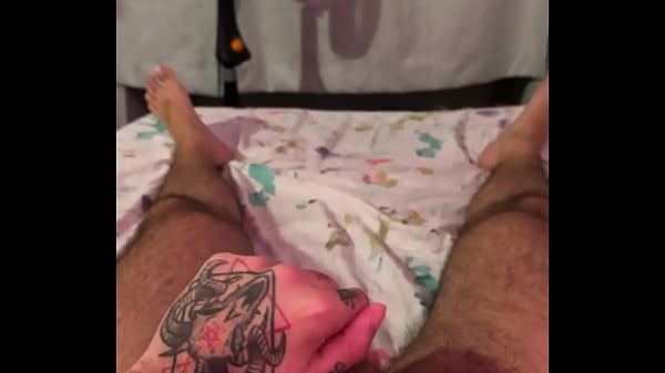 POV intensely jerking my big uncut cock until I shoot a thick cum load