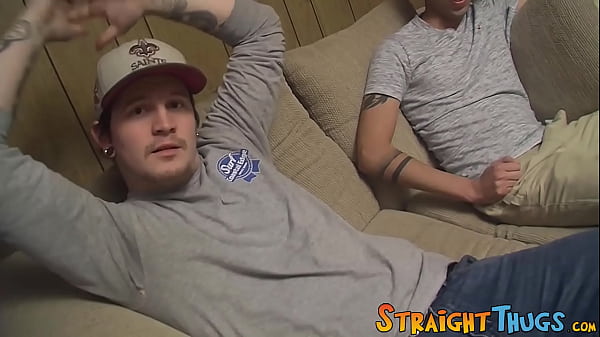 Straight hunk plays with his dick loving twinky friend