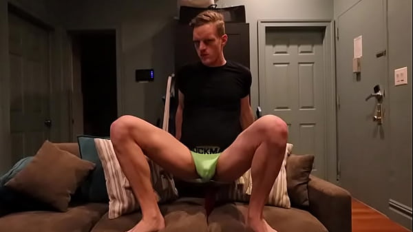 3 AM Green Jockstrap Couch Dildo Riding Caught by Roomie