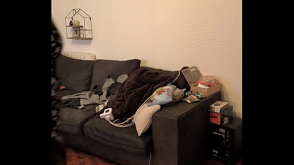 French chubby sissy jinna in leather pants. Striptease and show tits and clitty