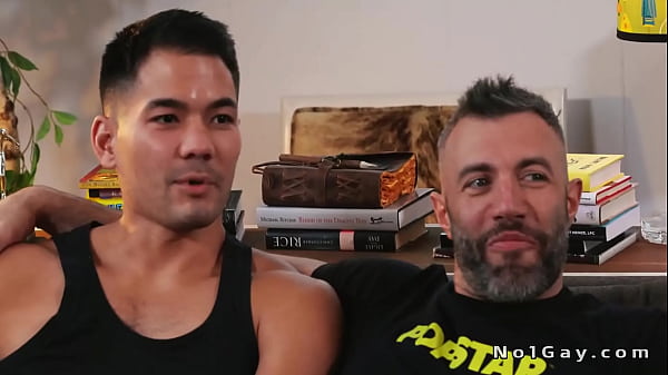 Intense gay bareback of two men on a live show