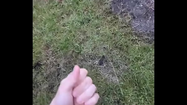 Jerking off outside big cumshot #2