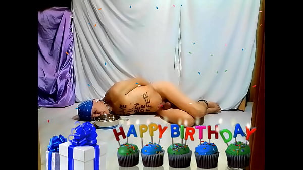 naked pathetic slave pig humiliating body writing, handcuffed and boner, eat his breakfast out dog bowl, accept his place, CMNM