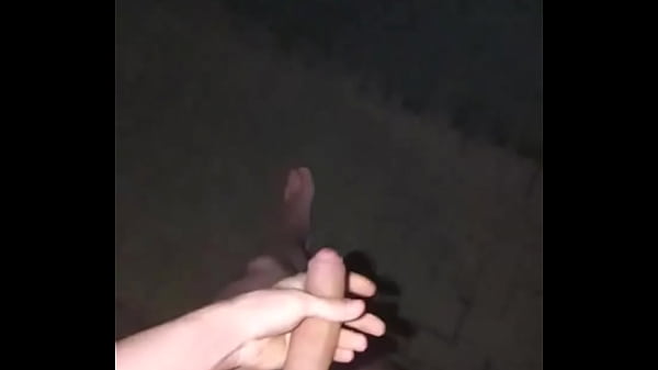 Big cumshot naked on the street #3