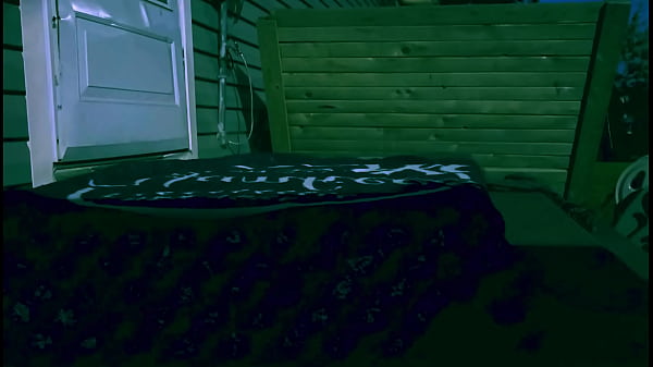 Stretching on the Porxh at Night in Briefs and Lattice Shadow jun 25