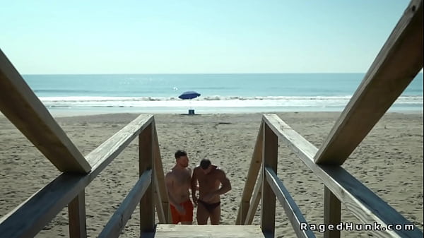Beach bros from shower to bareback sex