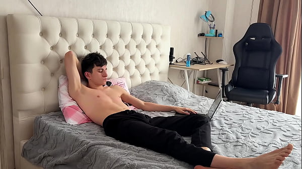 friend caught me jerking off, deep throat blowjob and tight ass fuck part 1