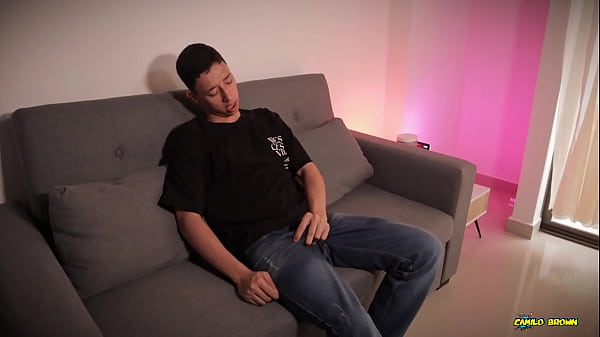 Hot Uncut Twink Jacobo Torres Jerking Inside a Condom Breaking It with His Big Cock and Shooting His Massive Cum Load