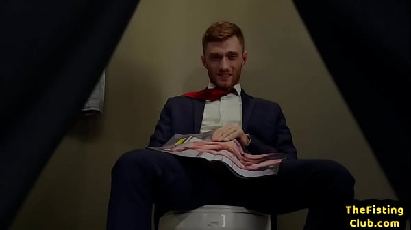 Muscled gray DILF fisting inked otter after giving blowjob