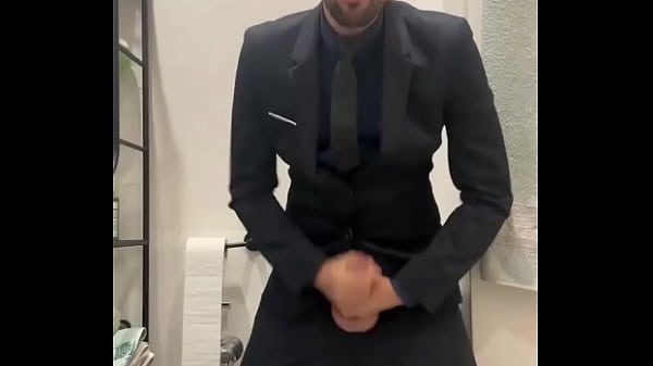 hot daddy in suit jerking off and busting a huge load