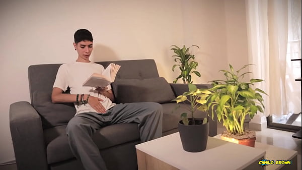 Hot Twink Magic C Gets Turned on by His Book Jerks with Spit and Shoots a Thick Load Handsfree Out of His Pulsating Cock