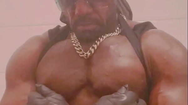 Biig Chested Black Muscle Dad Tit and Cock Play