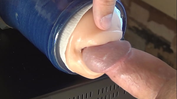 Playing with my new blowjob masturbator toy